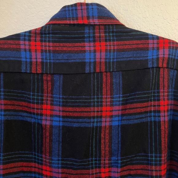 Vintage Saugatuck Drygoods Co Flannel Shirt Mens XL Black Plaid Pockets Buttonup - Picture 6 of 11